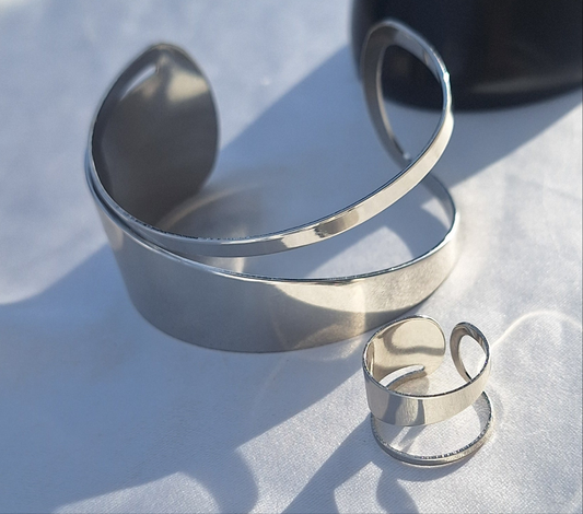 Parure Bague/ Bracelet -Acier inoxydable