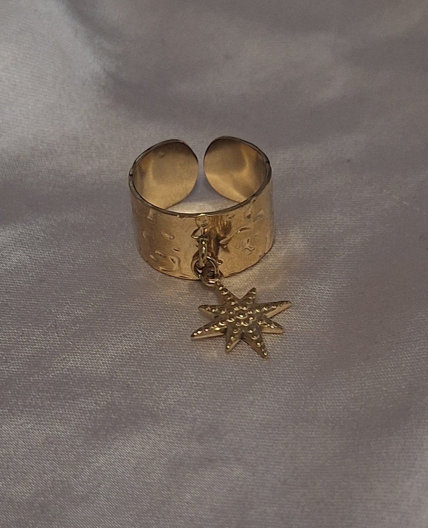 Bague pendentif étoile - Acier inoxydable - Ajustable