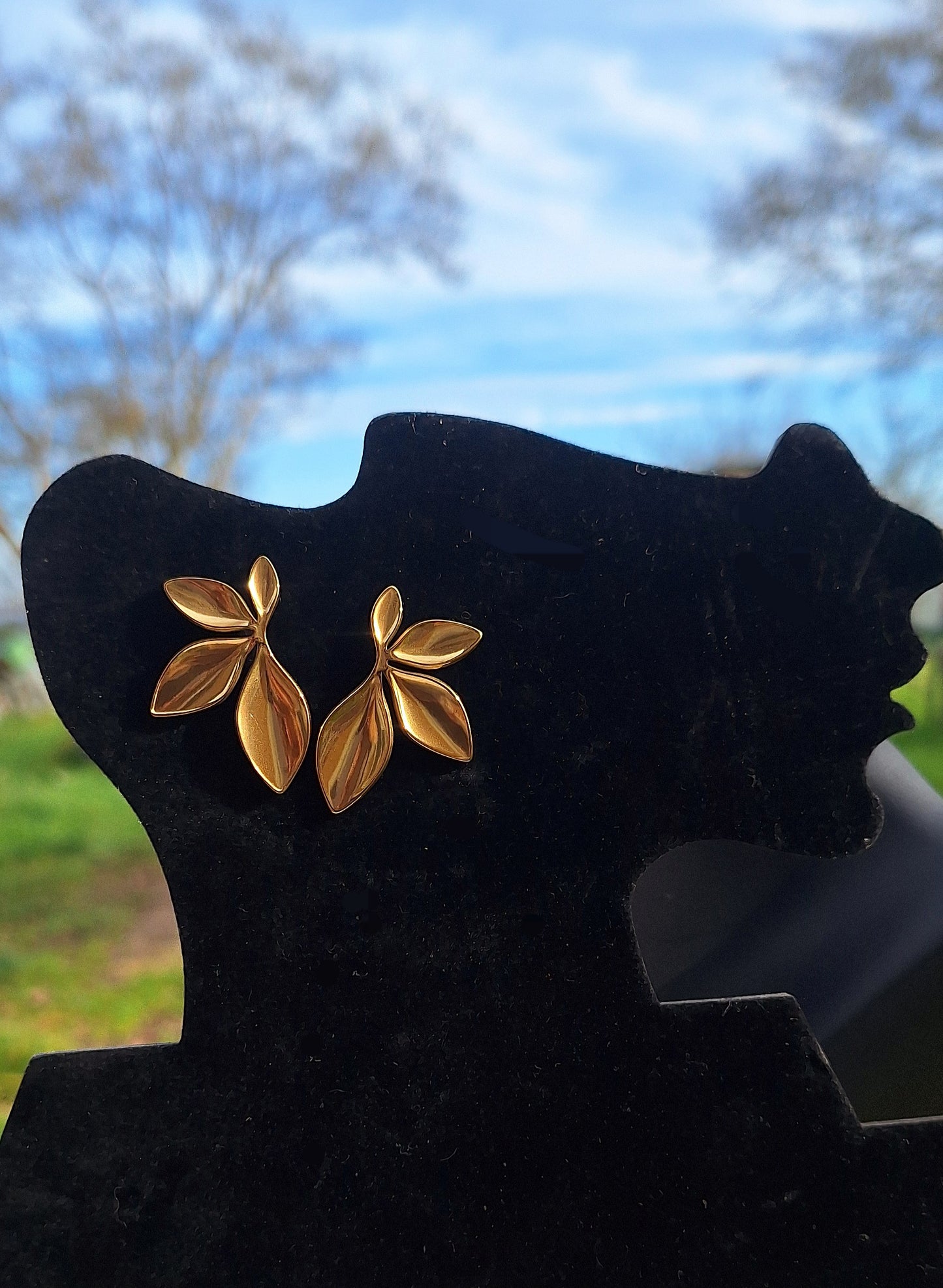 Boucles d'oreilles feuilles en Acier inoxydable- Lunara✨️