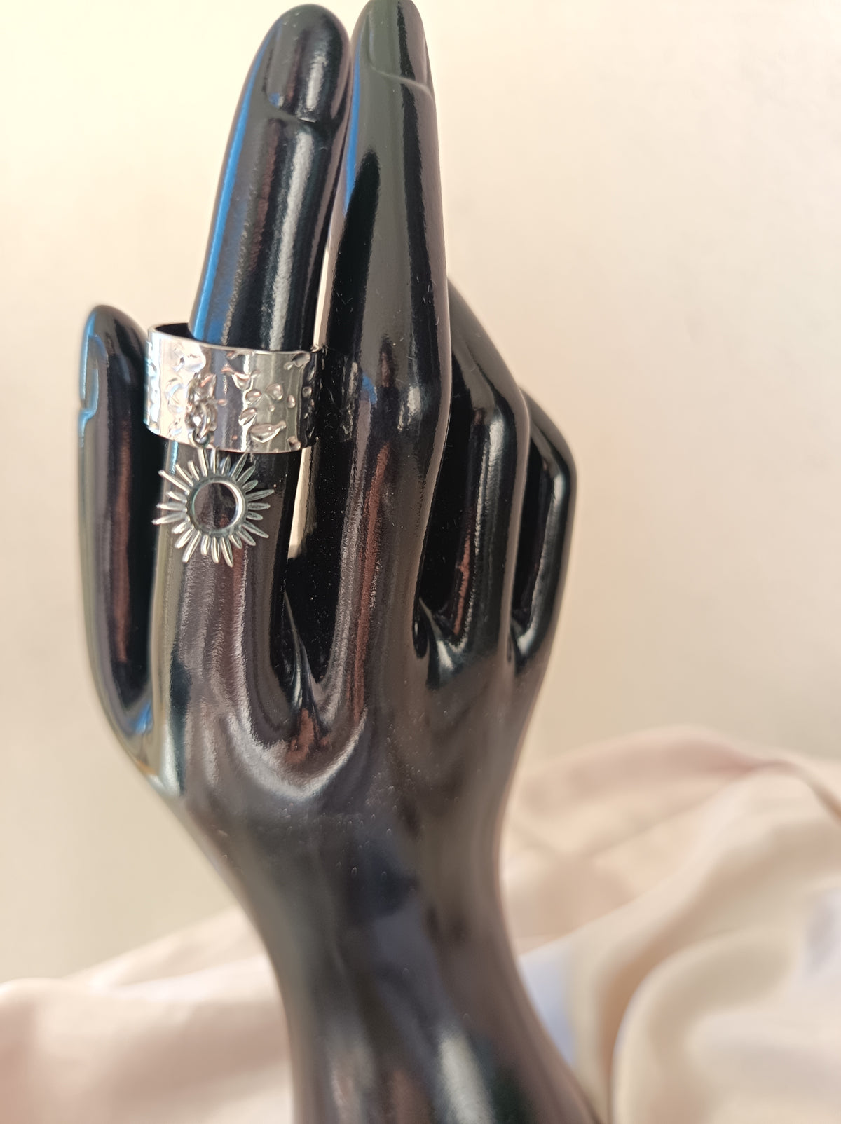 Bague breloque Soleil - doré & argentée