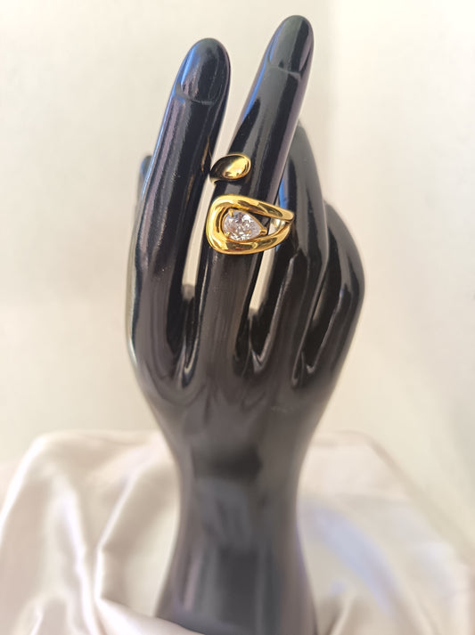 Bague élégante- Goutte Strass