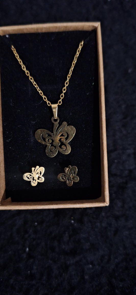 Parure papillon - Acier inoxydable