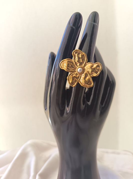 Bague Fleur - petite perle