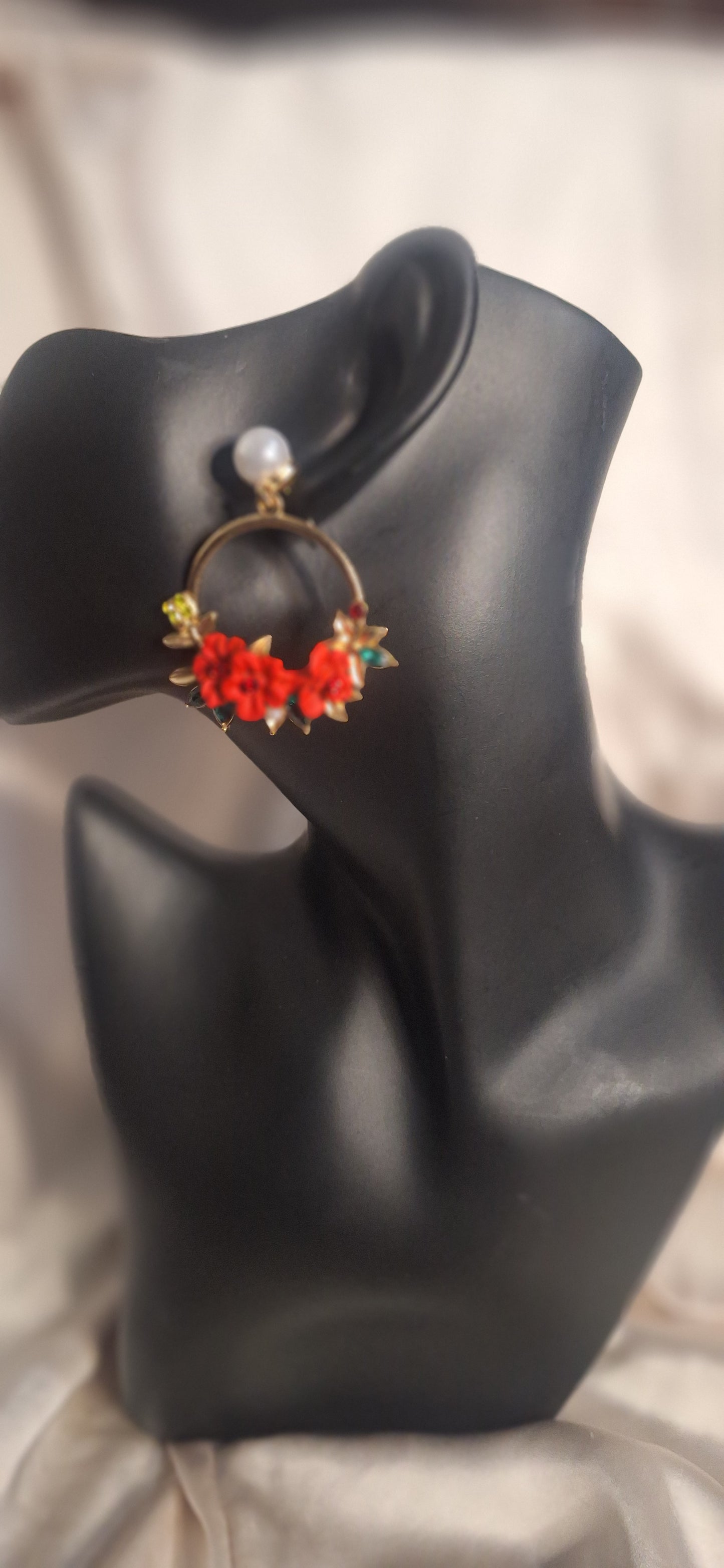 Boucles d'oreilles élégantes -Fleurs et strass